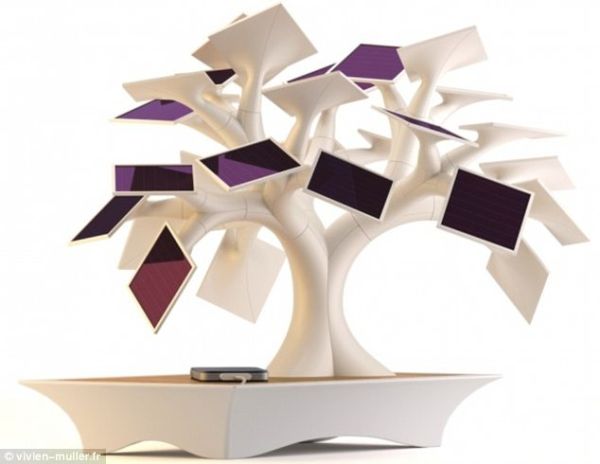 Solar powered bonsai tree charger by Vivien Muller