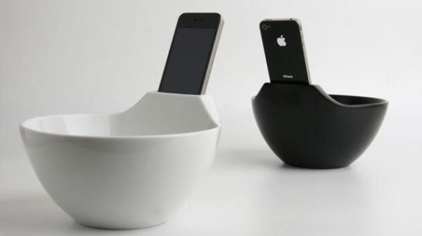 Anti Loneliness Ramen Bowl with built-in iPhone dock by MisoSoupDesign