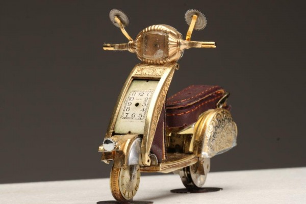 Artist Dan Tanenbaum creates scale down motorcycles from watch parts