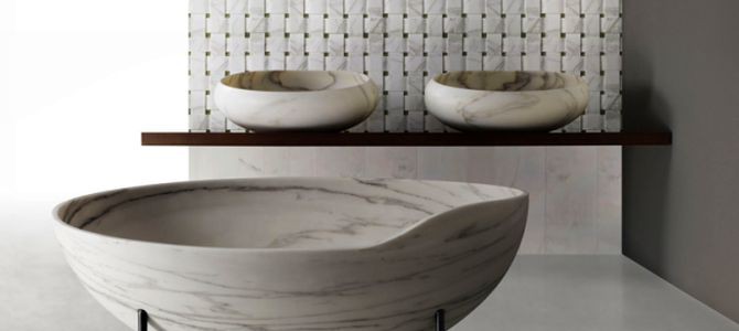 Kreoo’s Kora bathtub carved with one continual block of marble
