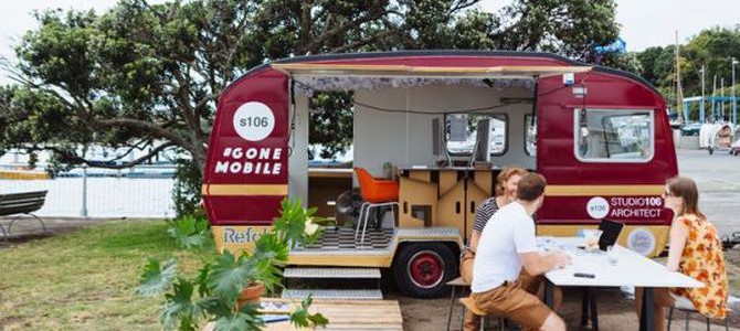 Studio 106’s mobile caravan office takes work outdoors