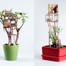 Treehouse Sculptures: Artist brings treehouses indoor for houseplants