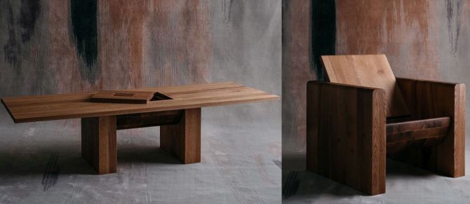 Furniture pieces created from a salvaged tree perfectly retains its essence